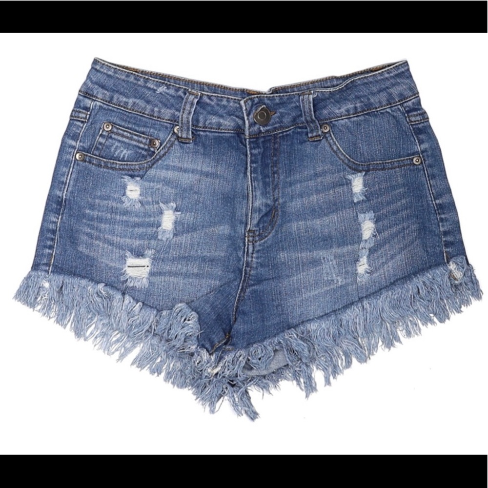 Elan denim shorts | elan distressed shorts